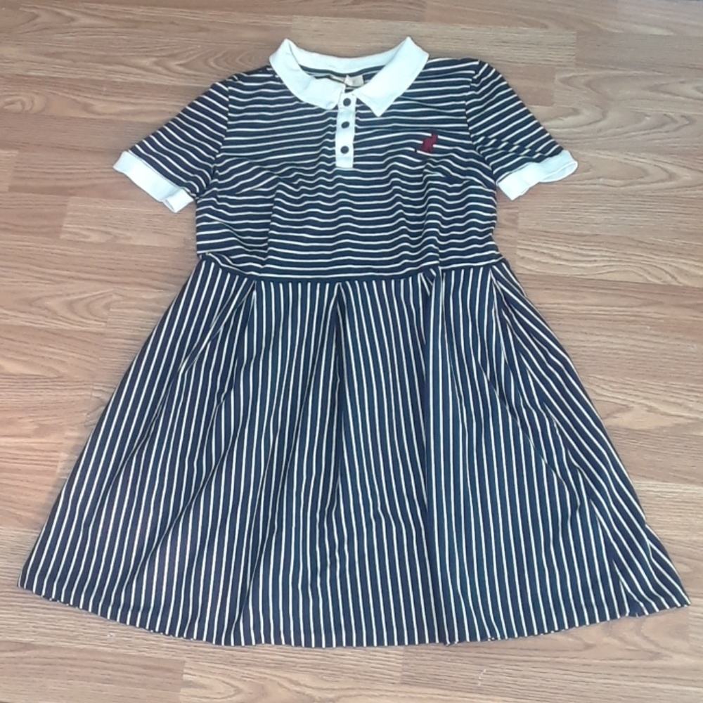 ModCloth Cultivated Quirk Striped Dress w/Red Cat